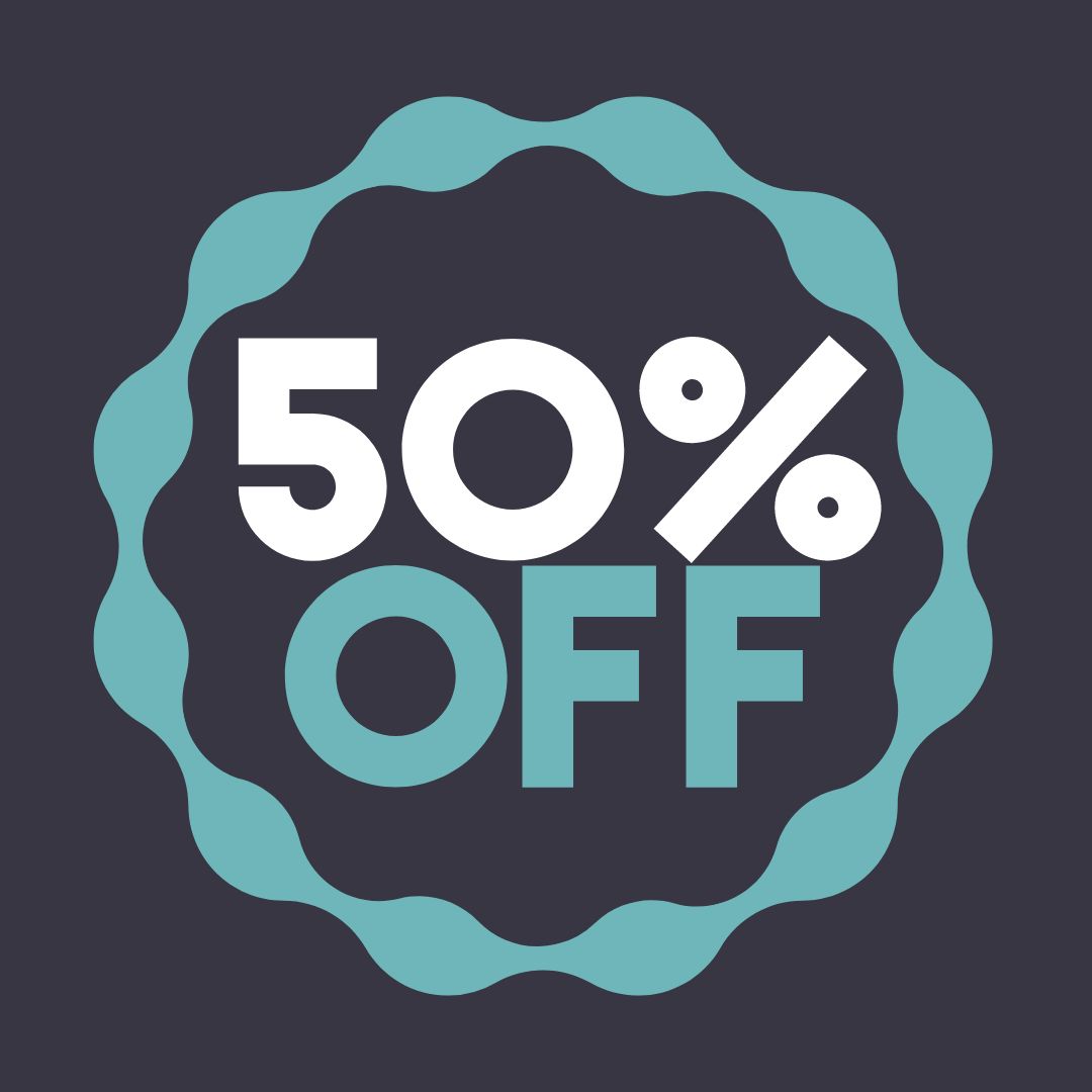 '50% off' logo illustration